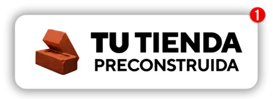 Texto tu tienda preconstruida acompañada de dos ladrillos